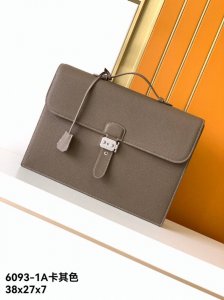 New briefcase model: 6093-1A# Khaki. Made from premium, genuine Emma Italian le