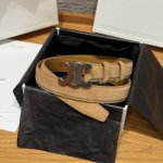 Celine Triomphe Medium Belt. This belt is made of suede cowhide leather with a s