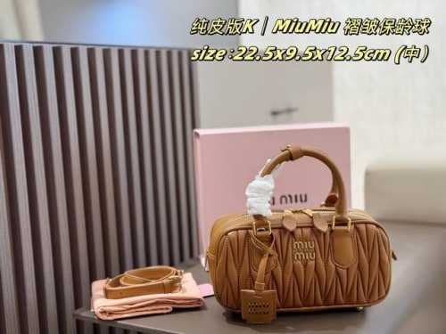 Medium Pure Leather Miumiu Pleated Bowling Ball Medium DDD. Featured on the off