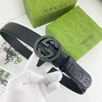 Gucci Special Leather Belt Series, Original Hardware Boutique Stainless Steel Bu