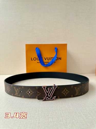 3.4 Wide Lv Double-Sided Belt Crafted From Genuine Leather In A Modern Design, A
