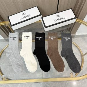 A box of five pairs of high-quality Chanel socks~ Absolutely gorgeous Chanel kne