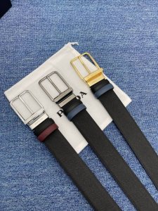 Prada Prada Counter Same Style Men's Casual Double-Sided Belt Width 3.4Cm Using