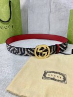 Width 4.0 Cm Gucci Double-Sided Belt, One Side In Gg Supreme Canvas, The Other S