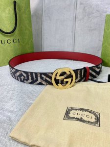 Width 4.0 Cm Gucci Double-Sided Belt, One Side In Gg Supreme Canvas, The Other S