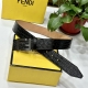 Fendl Fendi 40Mm Wide Double-Sided Genuine Calf Leather Belt With Single Rhodium
