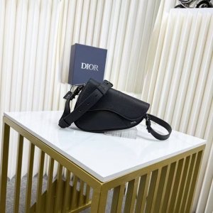 Highest-quality, original, and authentic Mini Saddle Bag in black Dior Icons ca