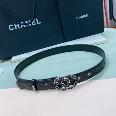 C Chanel Logo Leather Strap Color-Matched Cc Buckle, Brass Gold-Tone Metal, 3.0C