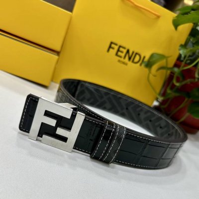 Fendi Fendi Store-Authentic Style, Width 4.0 Cm, Double-Ring Reversible Belt Wit