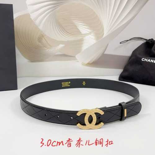 Special 3.0Cm Chanel Belt, Double-Sided Top-Grain Leather, Length: 75.80.85.90.9