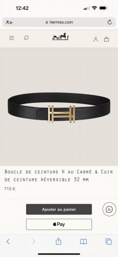 Special H Au Carre Hardware With Togo Belt 32Mm Black