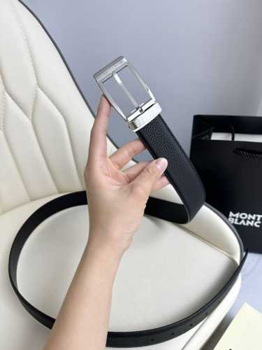 Special Montblanc Width 3.5Cm Made From Top-Grain Cowhide Premium Needle-Stitche