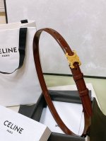 Celine 23 Small Triomphe Taurillon Leather Belt Bronze Taurillon. Mid-rise, gold