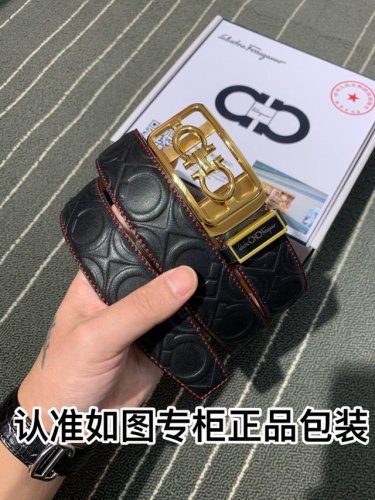 Belt: Ferragamo wooden automatic buckle Ddd. Belt: 100% top-grain cowhide, autom