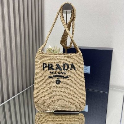 Top-quality original Prada new raffia woven tote crossbody bag! 1Bc184 Exclusiv