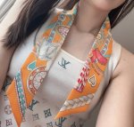 H's new silk scarf, "Heart-shaped saddle" 100% heavy silk twill, Herm