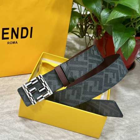 Fendi Fendi Store-Authentic Style 4.0Cm Wide Double-Ring Reversible Belt With F- - Click Image to Close