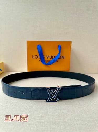 3.5 Wide Louis Vuitton Uses Imported First-Layer Cowhide Pressed Crocodile Belly