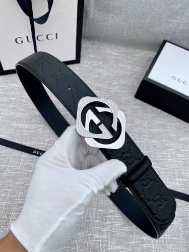 Width 4.0 Cm Interlocking Double G Diamond-Shaped Swarovski Crystal-Embellished