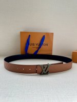 lv Heritage Double-Sided Belt 3.4 Width Selected Grain Leather And Nappa Leat