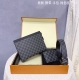 3-piece Louis L belt, wallet, and clutch set. Made with genuine leather, the be