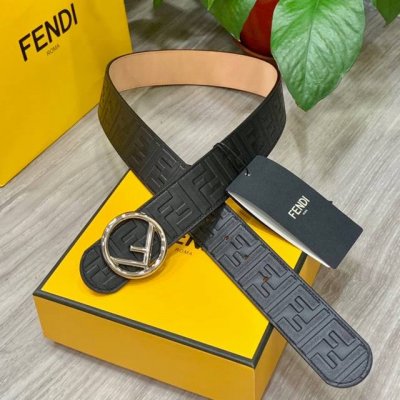 Fendl Fendi 40Mm Wide Double-Sided Genuine Calf Leather With A Single Rhodium-Pl