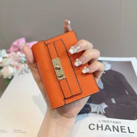 Hermes genuine leather card holder coin purse top layer cowhide elegant accordi - Click Image to Close