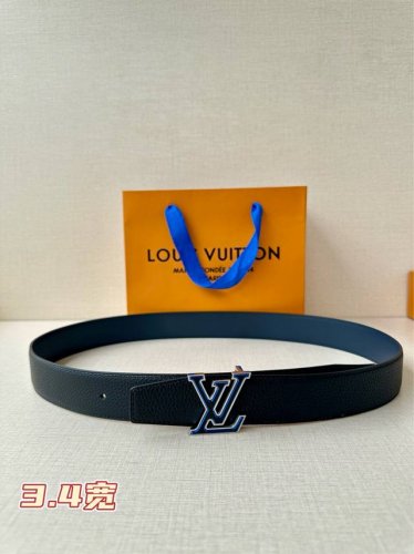 Lv Heritage Double-Sided Belt 3.4 Inch Wide Crafted From Grain Leather And Napa