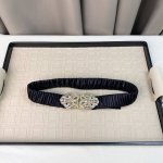 C Hanel Shiny Light Gold Metal With Full Diamond Decoration. Sheepskin Leather B