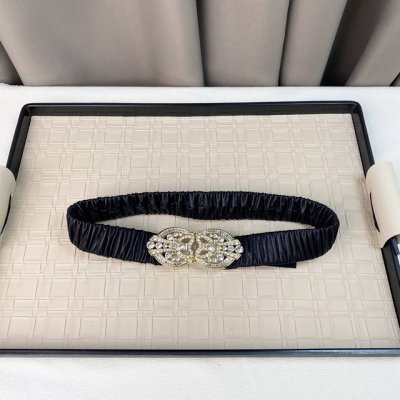 C Hanel Shiny Light Gold Metal With Full Diamond Decoration. Sheepskin Leather B