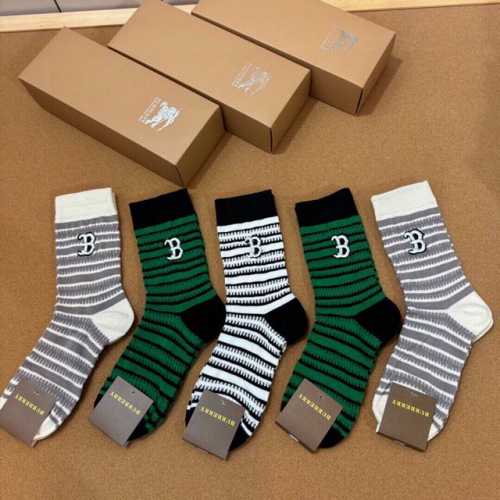 Special offer: Burberry women's mid-calf socks, five pairs per box, featuring th
