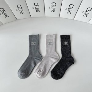Special Packaging Celine New Classic Mid-Length Socks with Accessories! Three pa