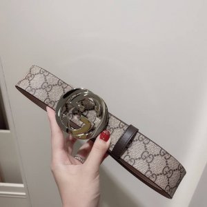 Gucci luxury men's double G buckle classic print belt, 3.8cm wide.