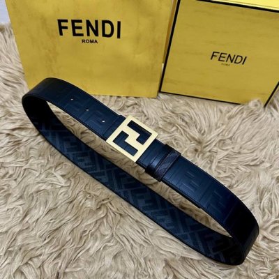 Fendi boutique style, 4.0cm wide, double-ring reversible belt with snap fastener