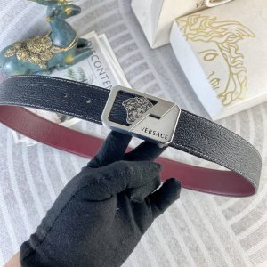 Versace Special Leather Belt Series, Original Factory-Made Premium Stainless Ste