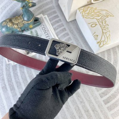 Versace Special Leather Belt Series, Original Factory-Made Premium Stainless Ste