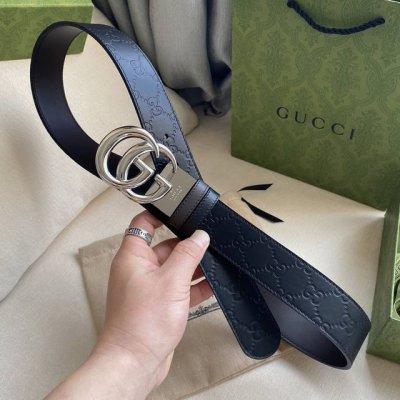 Gucci - Gucci Width: 3.7cm Original Italian black embossed leather base, double-