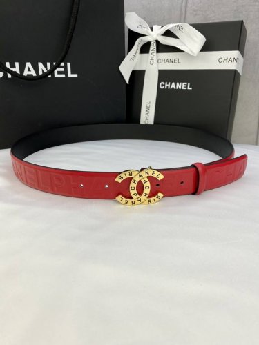 Width 3.0 Cm Chanel Imported Soft Calfskin Leather With Gold And Silver Patterne
