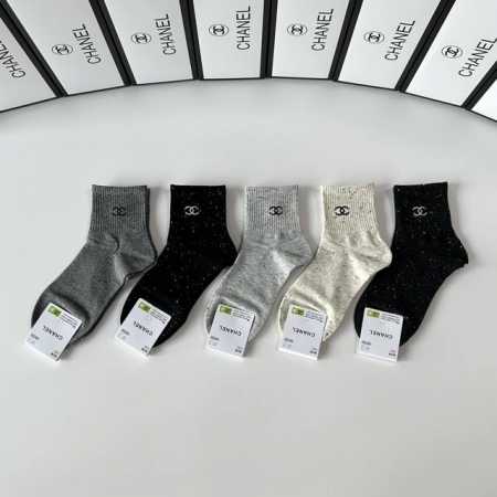 Specially packaged Chanel new mid-calf slouch socks! Five pairs per box, same st - Click Image to Close