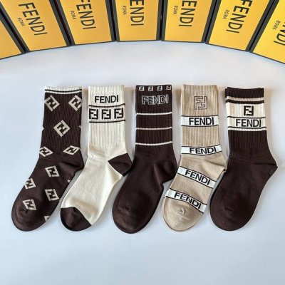 Special packaging for Fendi's new mid-length slouch socks! Five pairs per box, s