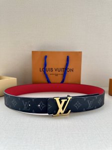 This 4.0 Wide Lv Initiales Double-Sided Belt Combines Classic Monogram Canvas An