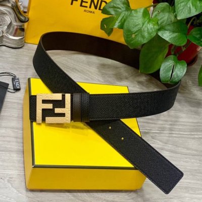 Fendl Fendi 40Mm Wide Double-Sided Genuine Calf Leather Belt With Single Rhodium