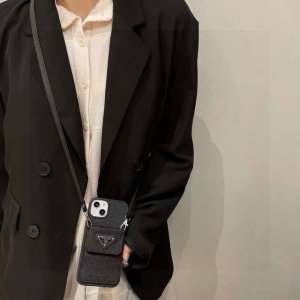 Prada Crossbody Card Holder Mobile Phone Case Full Package Material Coin Purse C