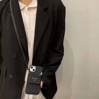 Prada Crossbody Card Holder Mobile Phone Case Full Package Material Coin Purse C
