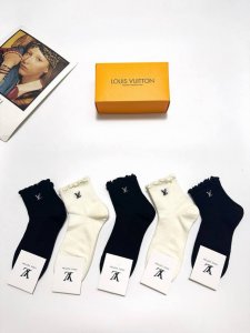 with packaging a box of 5 pairs Lv Louis Vuitton classic letter Logo Ins super