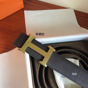 Hermes men's 3.8cm tungsten steel high-grade metal buckle features: no wear, no