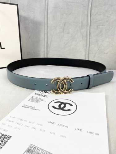 Width 3.0Cm Chanel Chanel Women's Belt New Soft Calfskin Gold And Silver Square