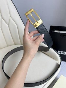 Special Montblanc Width 3.5Cm Made From Top-Grain Leather Premium Needle-Stitche