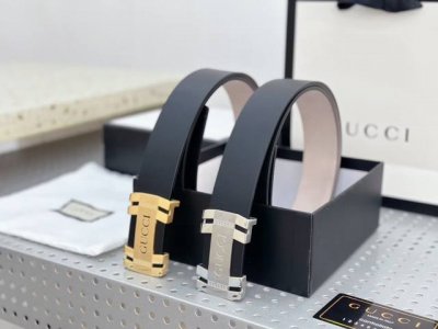 Fully packaged Gucci 5-inch belt. Material: Custom-made double-sided plain cowh