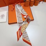 Hermes "Kaleidoscope Effect" Twilly small silk scarf. Twilly silk ribbon 100% m